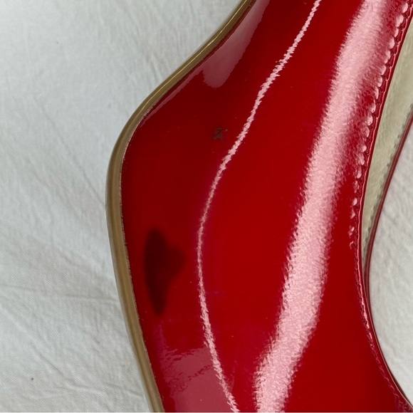 Michael Kors Red Patent Heels Hamilton Open Toe Platform Pumps Size 8M SEXY - Picture 5 of 13